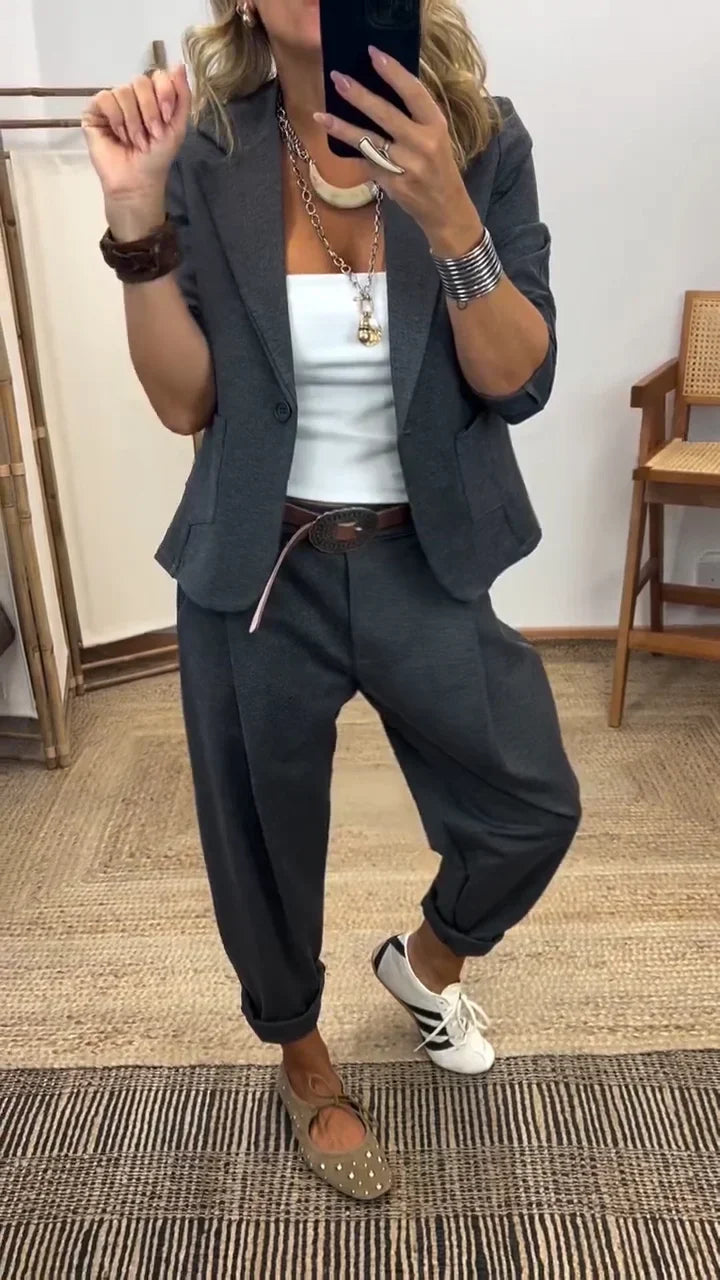 Women's Two-Piece Blazer and Trouser Set - photo 3