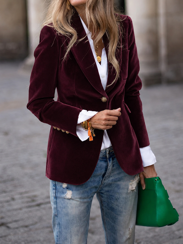 Women's Velvet Blazer with Single Button - photo 1