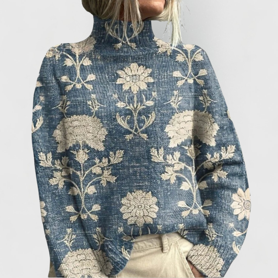 Women's Vintage Print Turtleneck Sweater - photo 1