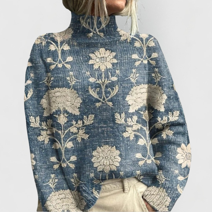 Women's Vintage Print Turtleneck Sweater - photo 1