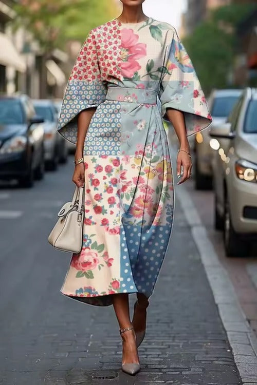 Women's Wedding Guest Floral Belted Midi Dress - photo 2