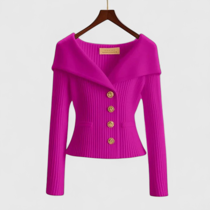 Women's Wide Collar Cardigan with Button Front - photo 1