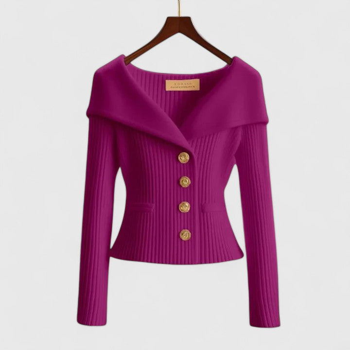 Women's Wide Collar Cardigan with Button Front - photo 2