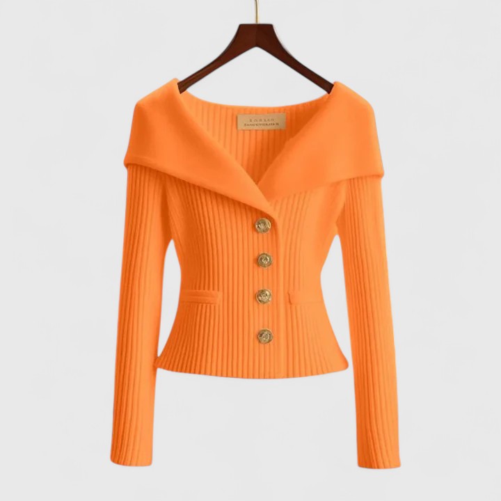 Women's Wide Collar Cardigan with Button Front - photo 3