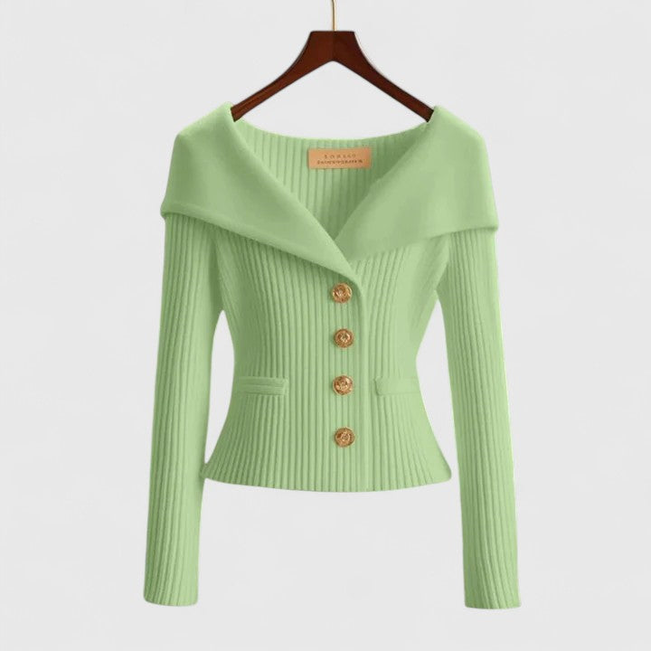 Women's Wide Collar Cardigan with Button Front - photo 4