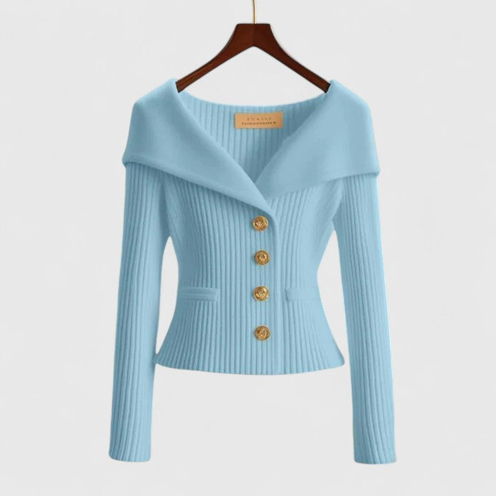 Women's Wide Collar Cardigan with Button Front - photo 6