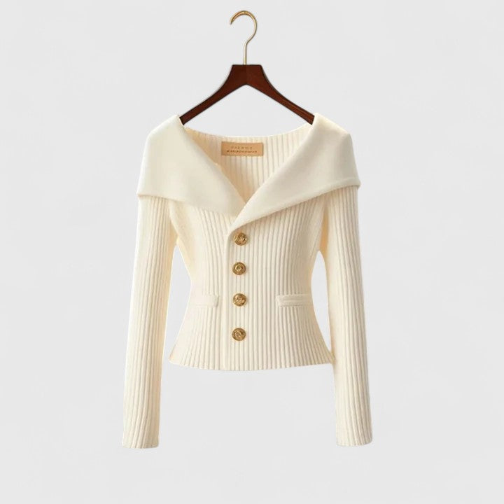Women's Wide Collar Cardigan with Button Front - photo 8