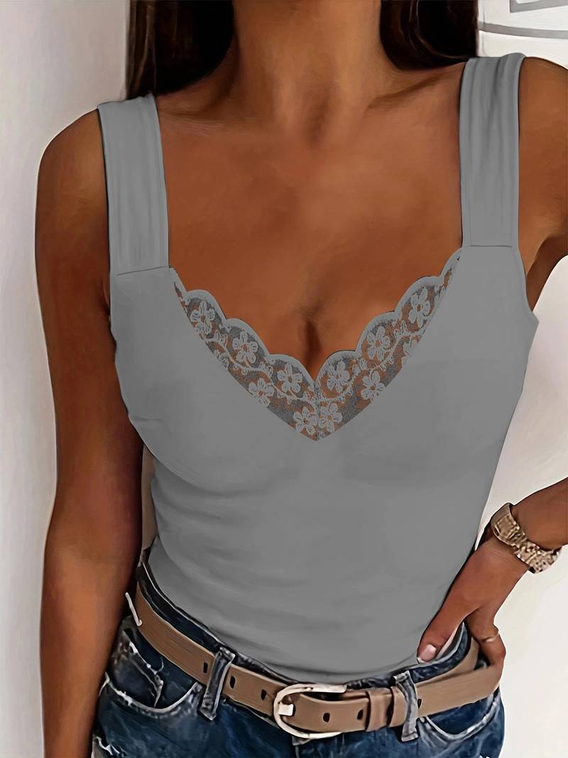 Women's Wide Lace Vest Top with Straps