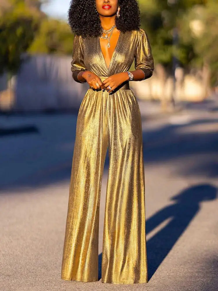 Women's Wide Leg Jumpsuit with Pleated Trousers - photo 5