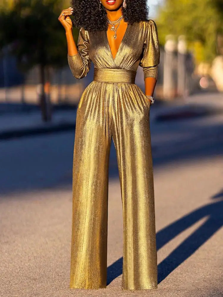 Women's Wide Leg Jumpsuit with Pleated Trousers - photo 7