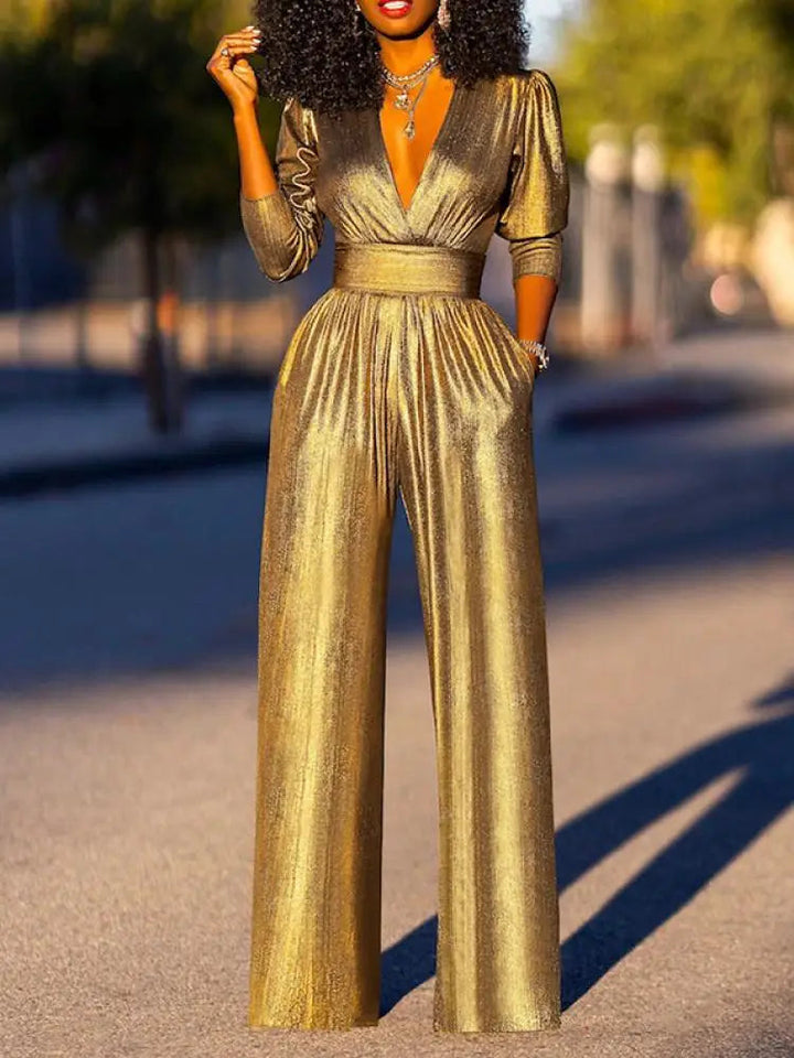 Women's Wide Leg Jumpsuit with Pleated Trousers - photo 7