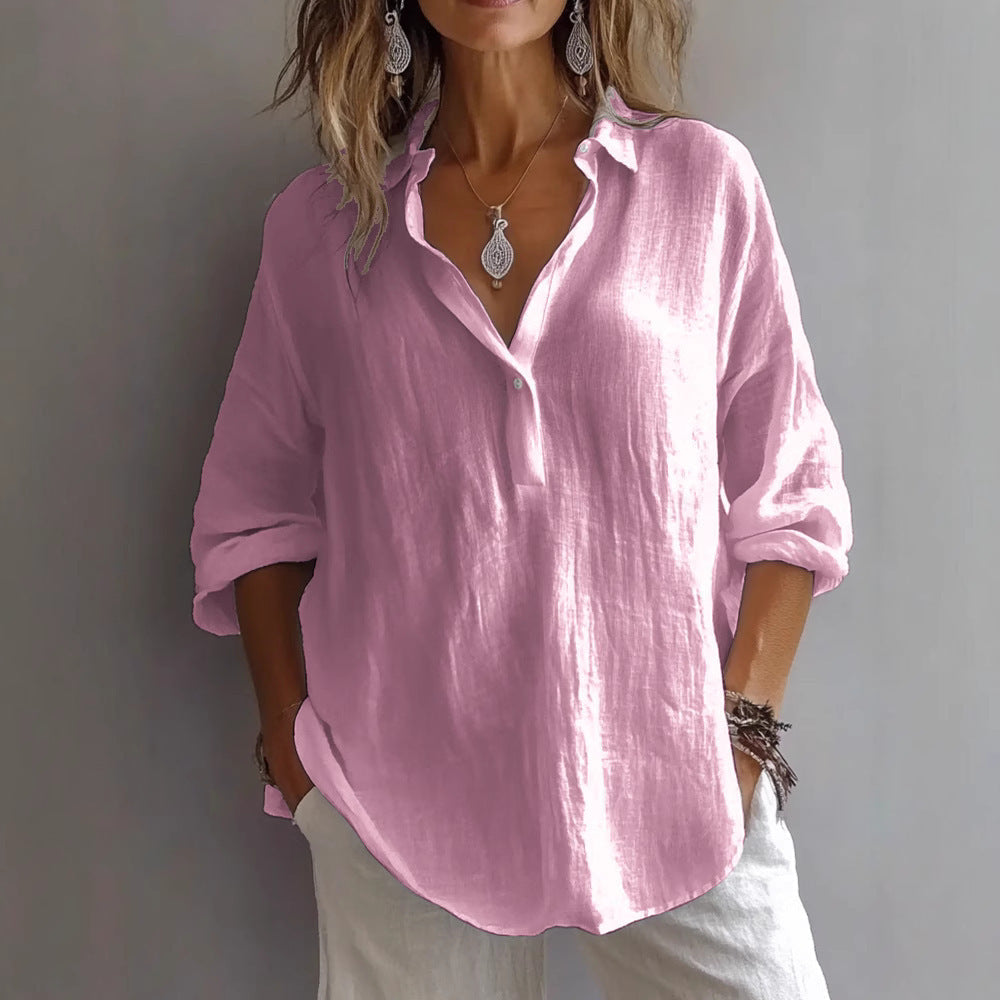 Women's Wide Linen Shirt for Summer