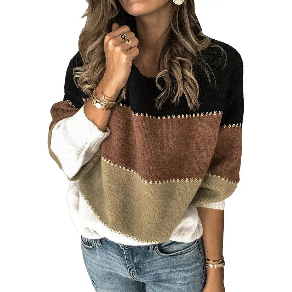 Women's Wide Stripe Colour Block Knit Jumper - photo 4