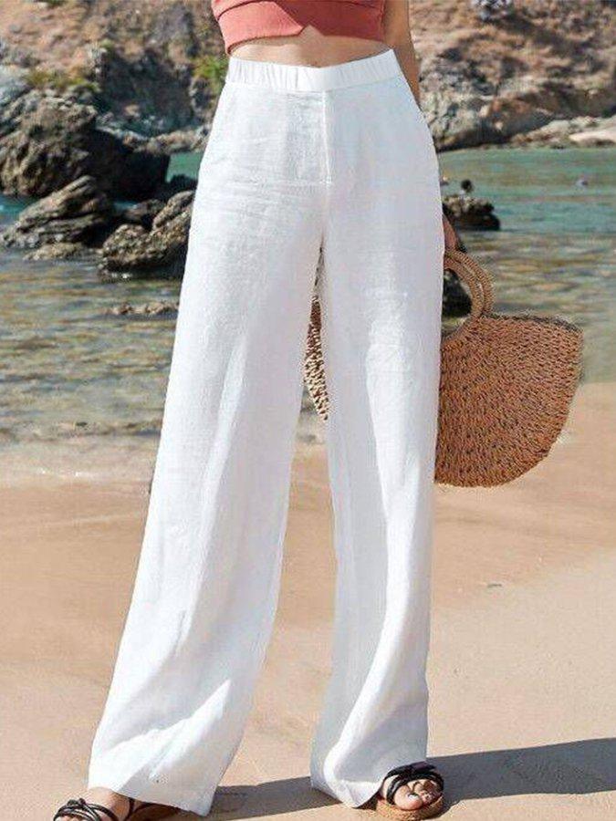 Women's Wide Trousers with an Elastic Waist