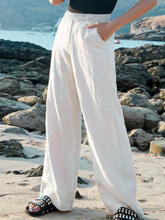 Women's Wide Trousers with an Elastic Waist