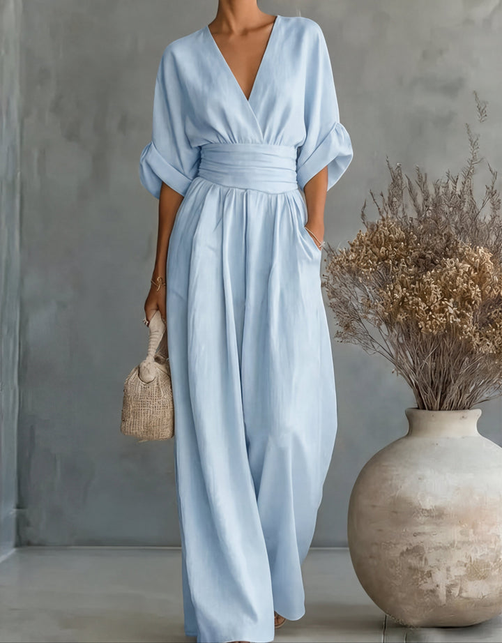 Women's Wrap Front Jumpsuit with Wide Legs - photo 10