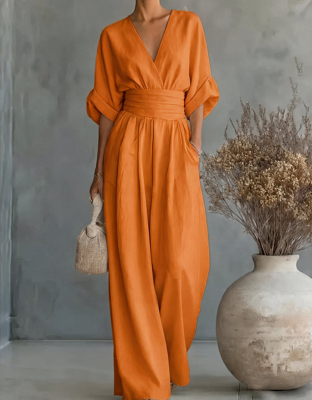 Women's Wrap Front Jumpsuit with Wide Legs - photo 13
