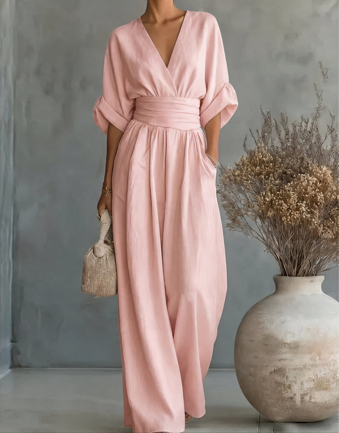 Women's Wrap Front Jumpsuit with Wide Legs - photo 14