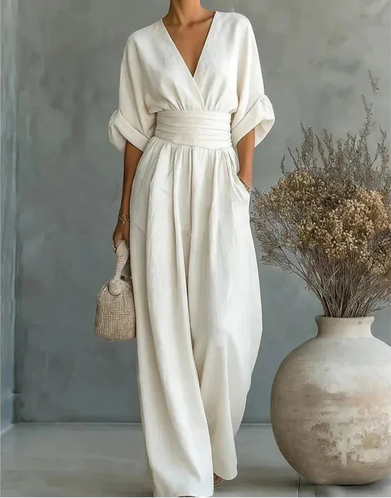 Women's Wrap Front Jumpsuit with Wide Legs - photo 4