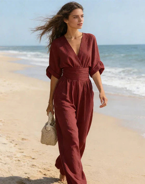 Women's Wrap Front Jumpsuit with Wide Legs - photo 6