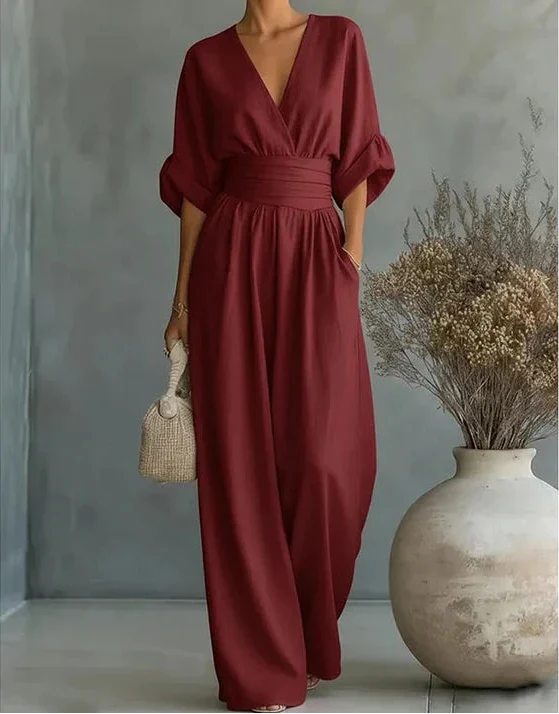 Women's Wrap Front Jumpsuit with Wide Legs - photo 8